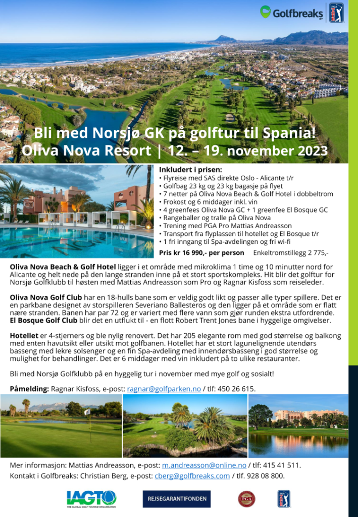 Golftur med Norsjo GK til Oliva Nova 12. 19. november 2023